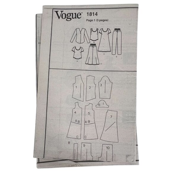 1996 Vogue 1814 Sewing Pattern Petite 12 14 16 Jacket Top Skirt Pant Dress UC FF - Picture 3 of 5